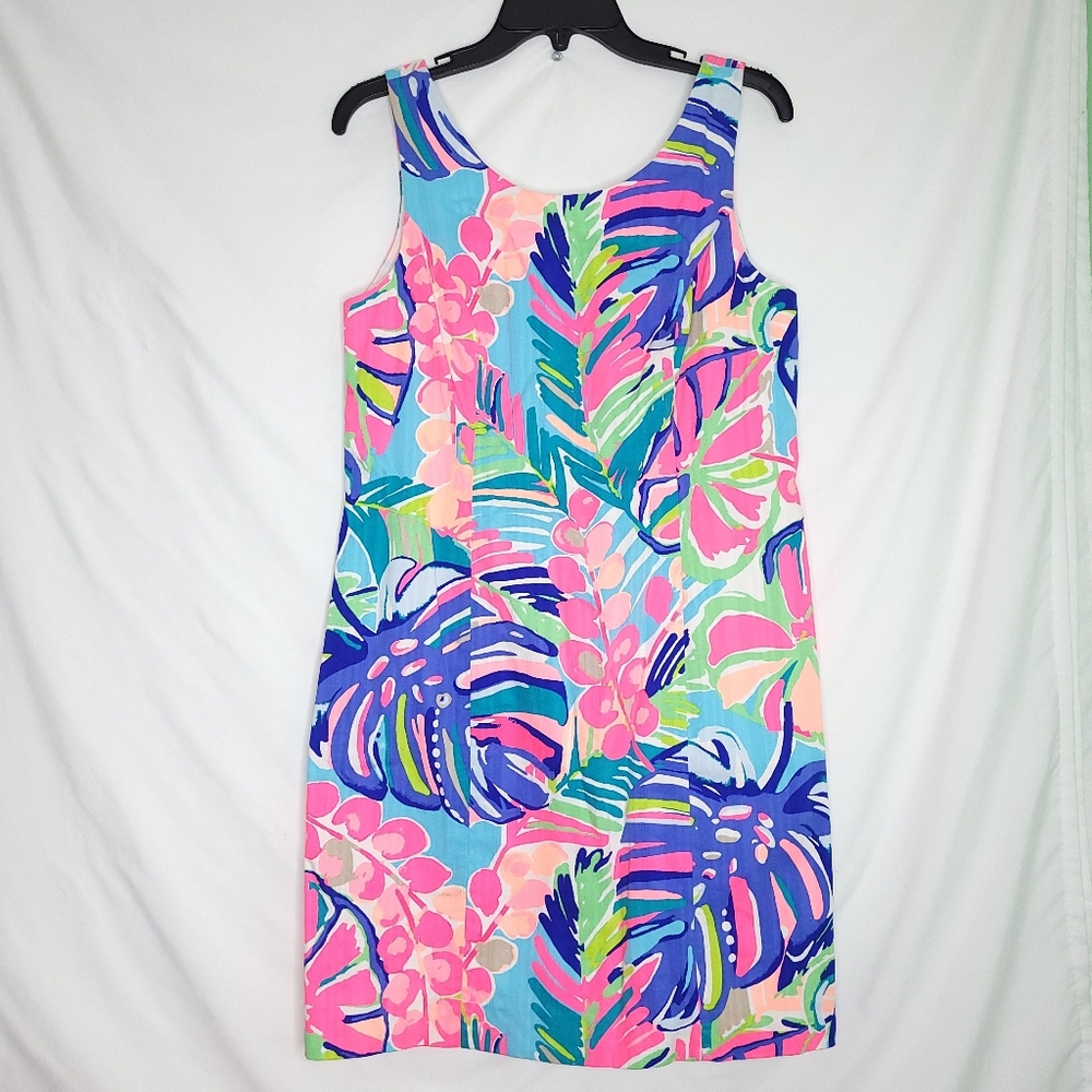 Lilly Pulitzer Pink Blue Green Tropical Shift Dress